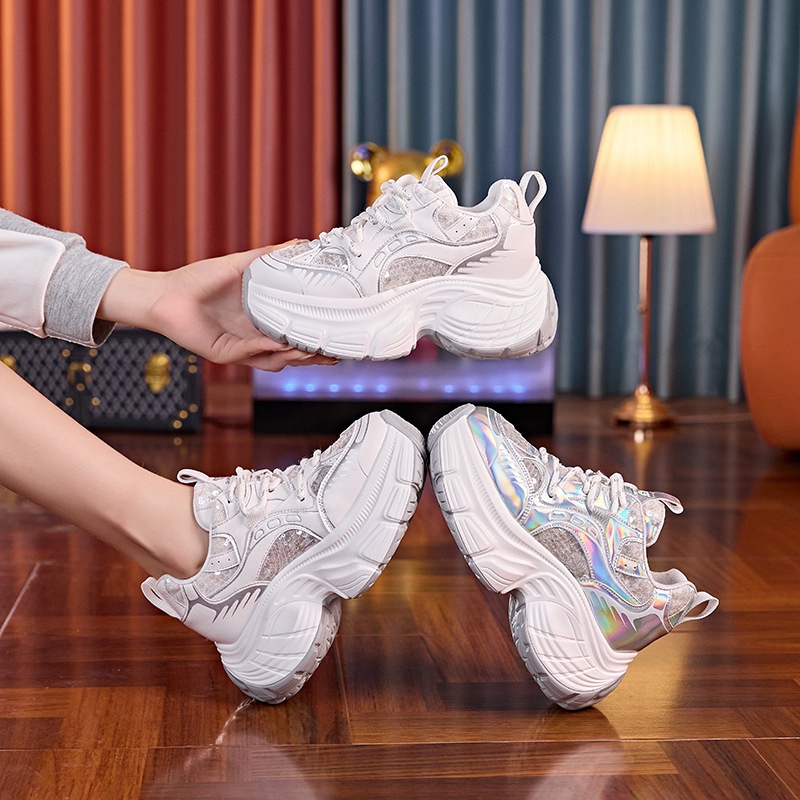 Mesh Breathable Dad Seakers 2024 Summer New Thick Sole Height Icreasig Small Foot Casual Sports Shoes For Petite_voghion.com