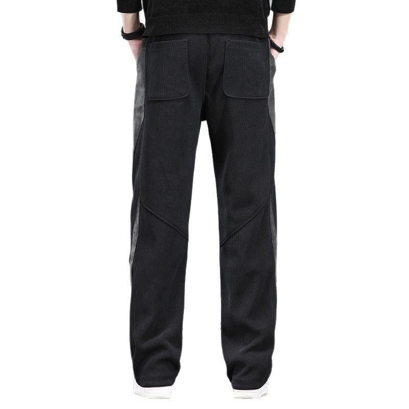 High-end Casual Pants For Men, Autumn And Winter, Fleece-lined, Thickened, Loose Straight-leg Pants, Stylish High-street_voghion.com