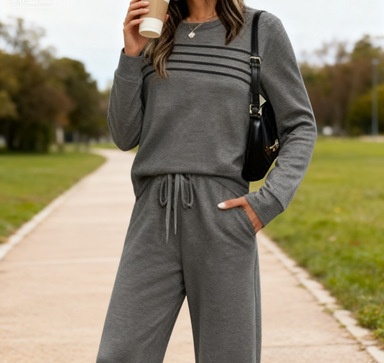 Damen Freizeit Zweiteiler Mit Langarm Für Herbst Und Winter_voghion.com