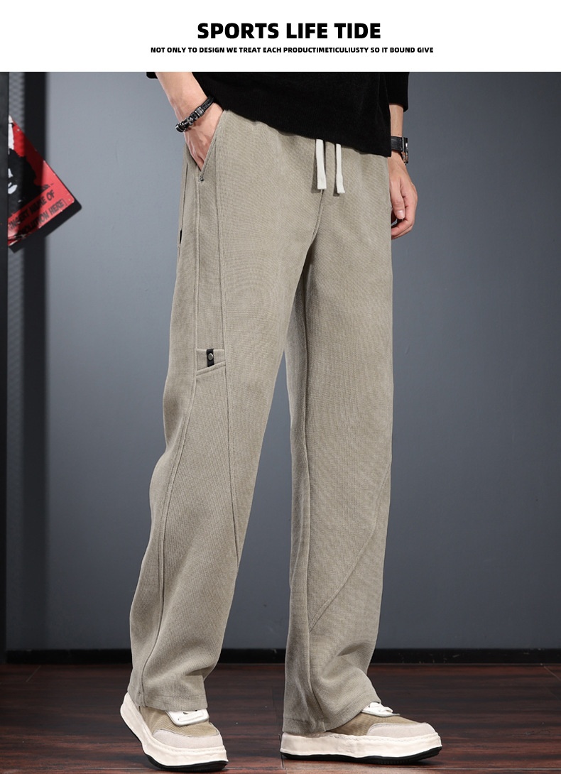 Casual herenbroek van ribfluweel losse pasvorm elastische band_voghion.com