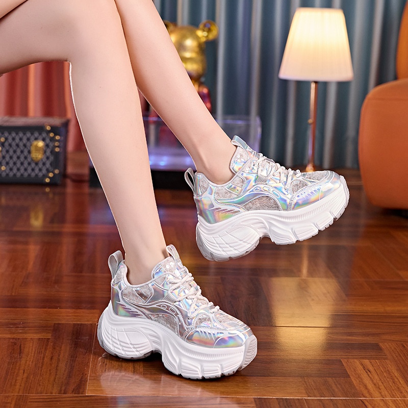 Mesh Breathable Dad Seakers 2024 Summer New Thick Sole Height Icreasig Small Foot Casual Sports Shoes For Petite_voghion.com