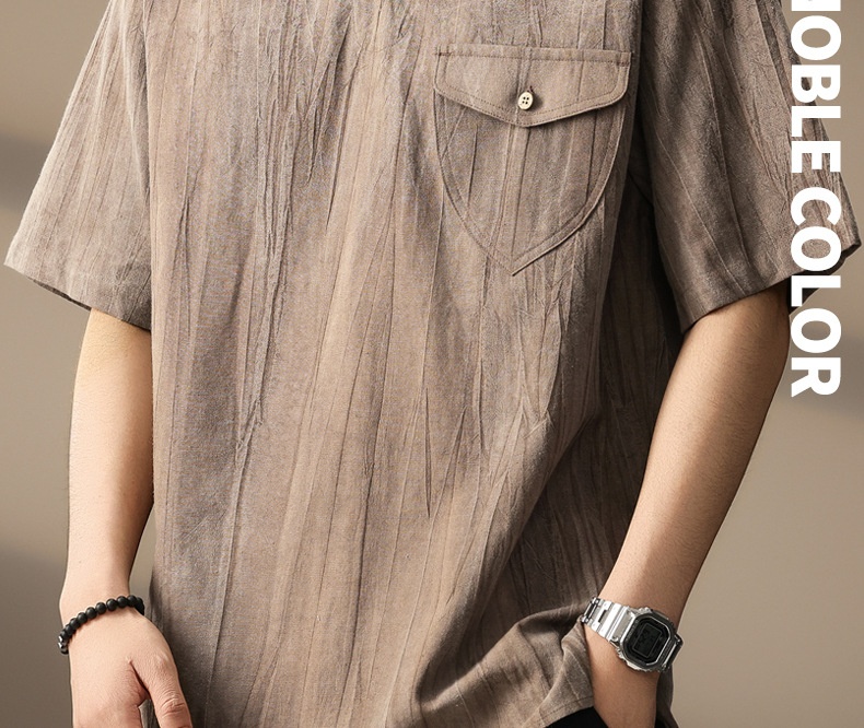 Polo de hombre en algodón y lino transpirable estilo retro_voghion.com
