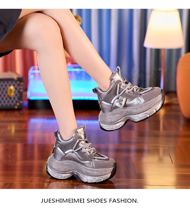 Sneakers dad con strass da donna con suola alta_voghion.com