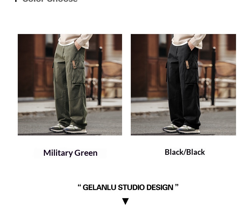 Pantaloni cargo uomo retro ampio dritto gamba larga cotone_voghion.com