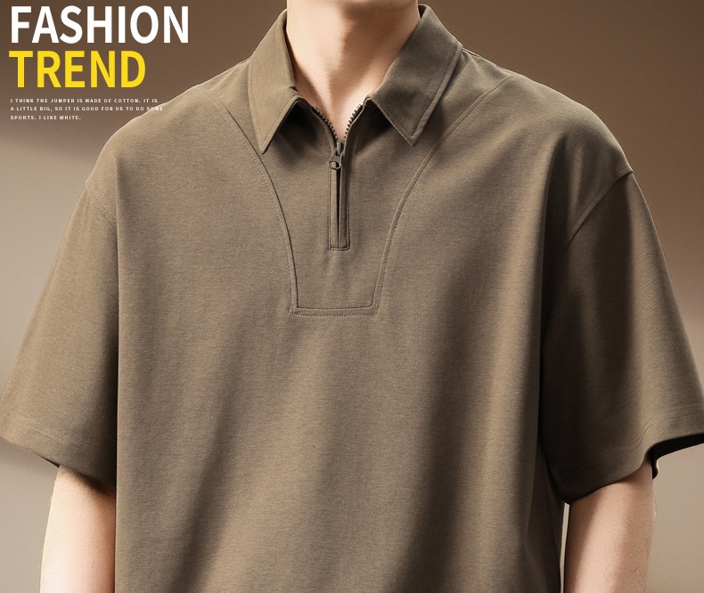 Polo homme en lyocell fermeture éclair coupe ample tendance été_voghion.com