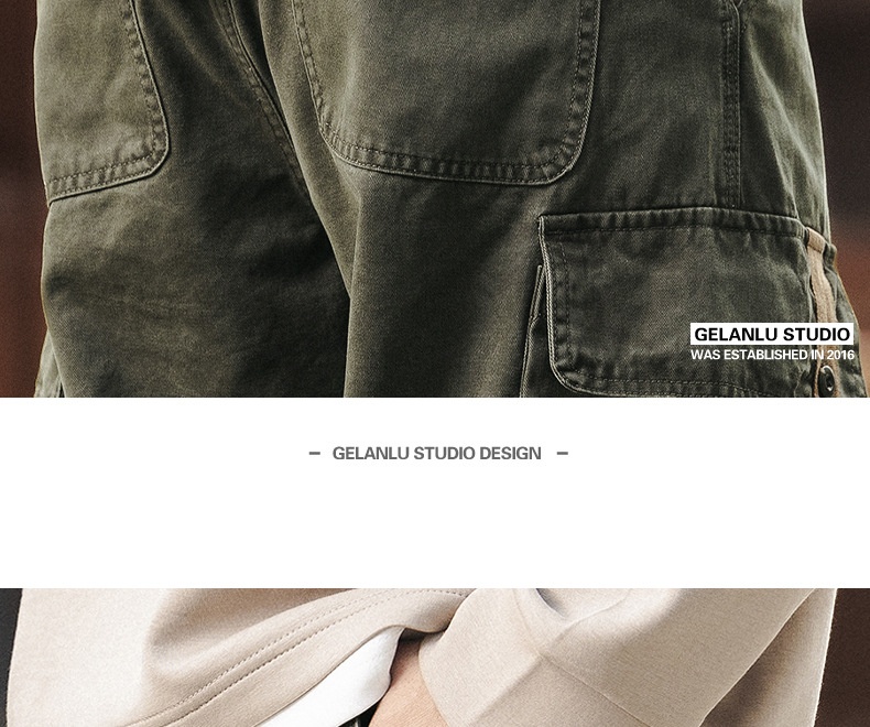 Pantaloni cargo uomo retro ampio dritto gamba larga cotone_voghion.com
