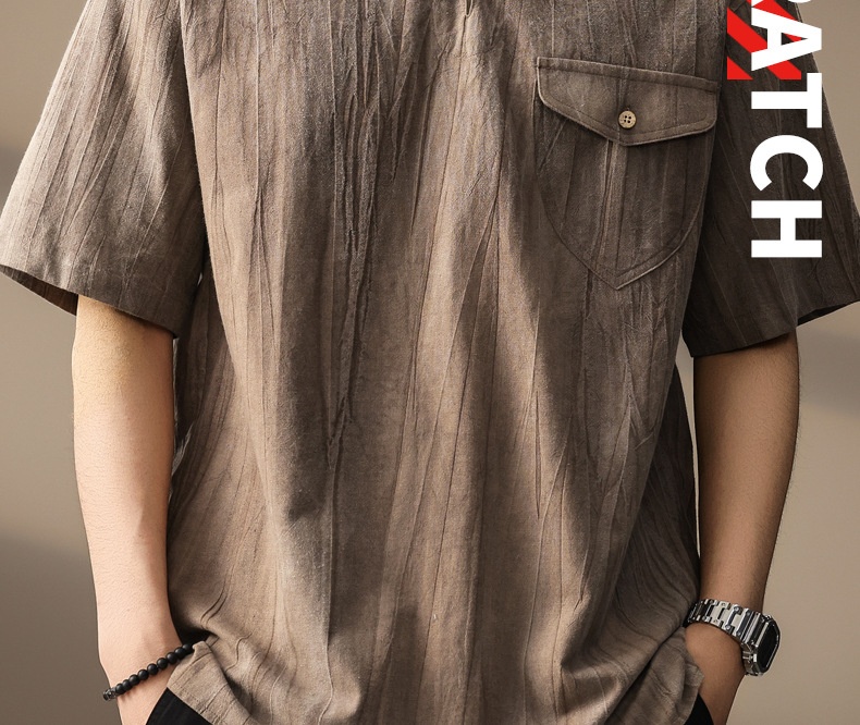 Polo de hombre en algodón y lino transpirable estilo retro_voghion.com