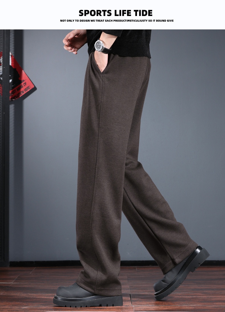 Men's Heavyweight Casual Pants Fleece Lined Thickened Trousers_voghion.com
