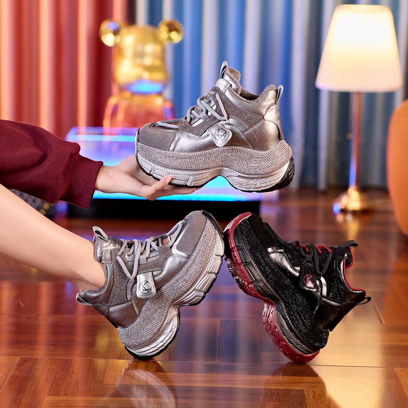 8615 Modische, kleine Größe, dicke Sohle, erhöhte Höhe, Strasssteine, modischer Dad-Schuh für Damen, Herbst 2024, neue Freizeitschuhe, vielseitig_voghion.com