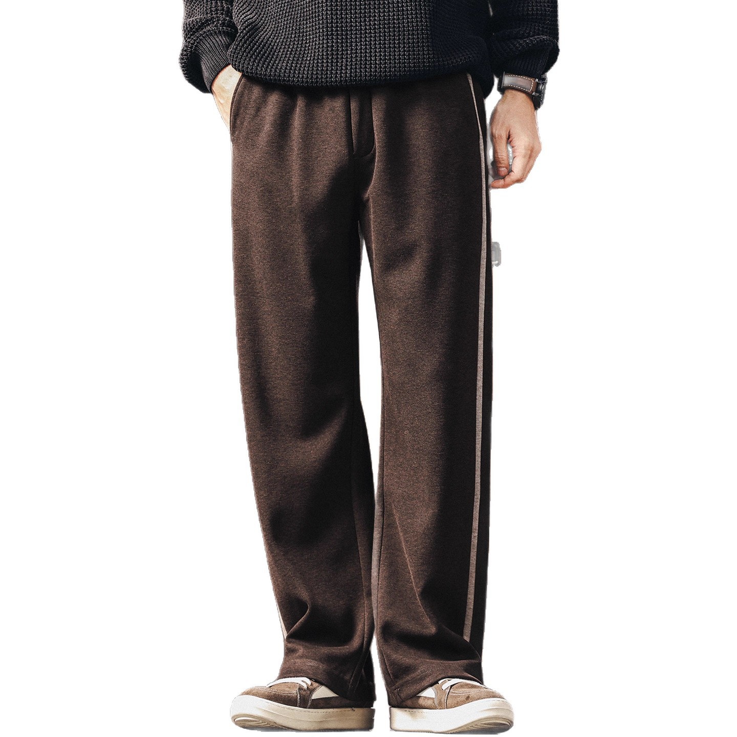 Hochwertige amerikanische Retro-Jogginghose mit zwei Streifen, weich und bequem, lässige Herrenhose mit geradem Bein, Herbst 2025_voghion.com