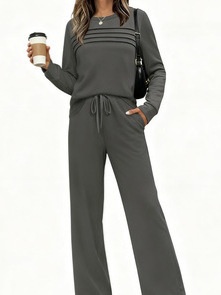 Europäisches und amerikanisches Damen-Herbst-Winter-Freizeit-Set mit langen Ärmeln und Hose_voghion.com
