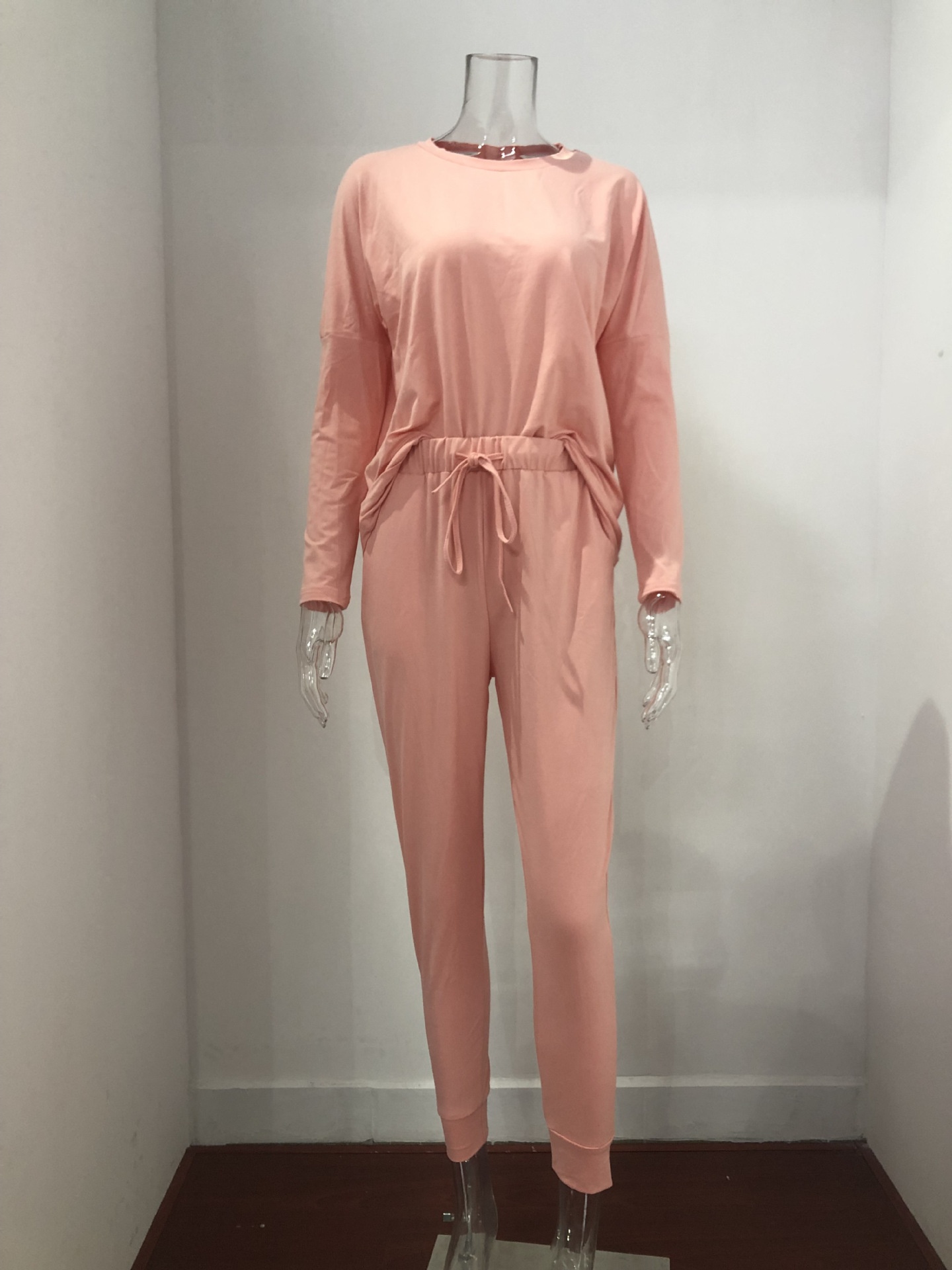 Women's Active Set Long Sleeve Solid Colour Casual Sportswear_voghion.com