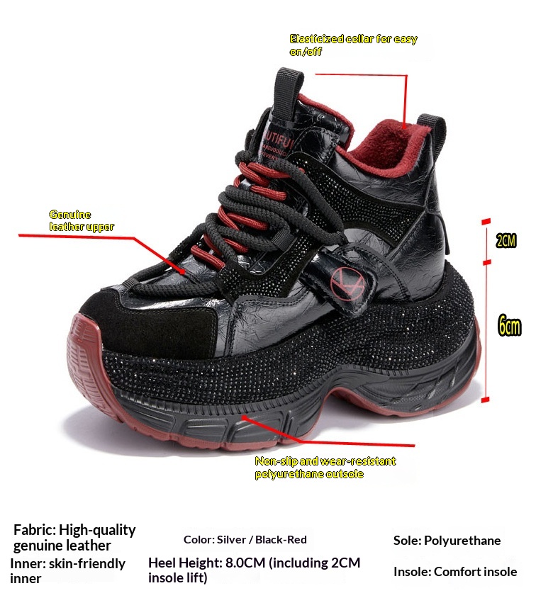 Sneakers dad con strass da donna con suola alta_voghion.com