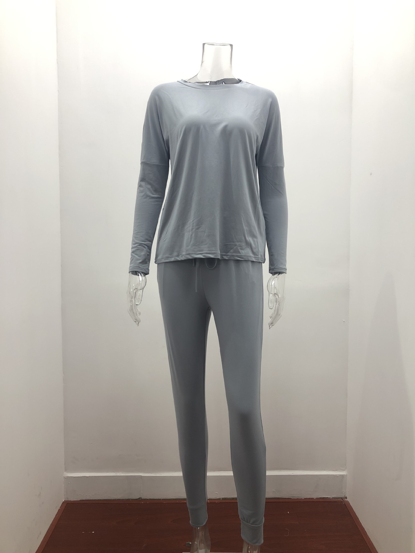 Women's Active Set Long Sleeve Solid Colour Casual Sportswear_voghion.com