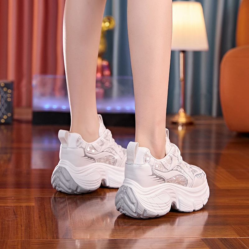 Mesh Breathable Dad Seakers 2024 Summer New Thick Sole Height Icreasig Small Foot Casual Sports Shoes For Petite_voghion.com