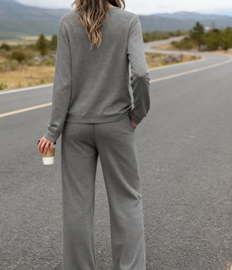 Damen Freizeit Zweiteiler Mit Langarm Für Herbst Und Winter_voghion.com