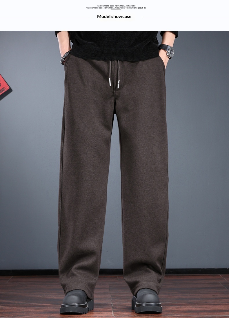 Men's Heavyweight Casual Pants Fleece Lined Thickened Trousers_voghion.com