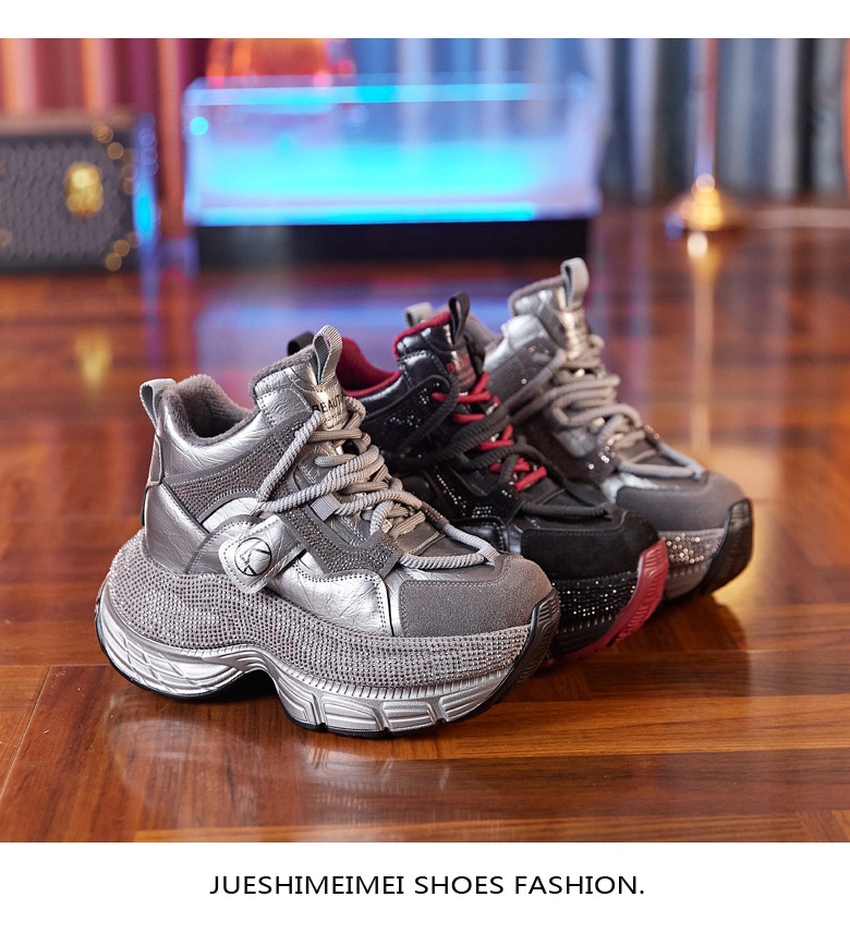 Sneakers dad con strass da donna con suola alta_voghion.com