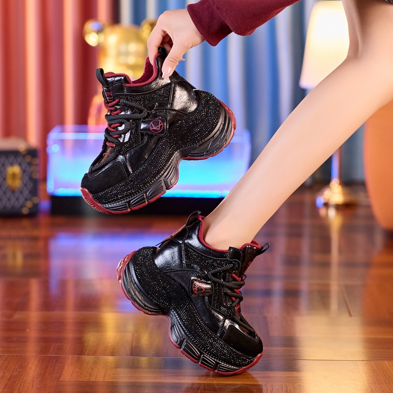 8615 Modische, kleine Größe, dicke Sohle, erhöhte Höhe, Strasssteine, modischer Dad-Schuh für Damen, Herbst 2024, neue Freizeitschuhe, vielseitig_voghion.com