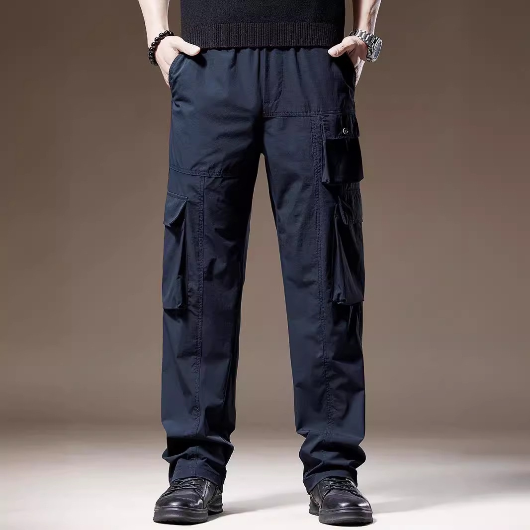 Amerikanische Retro-Freizeithose mit vielen Taschen für Herren, Herbst und Winter, locker geschnitten, gerader Schnitt, weites Bein, Fallschirmspringer-Cargohose._voghion.com
