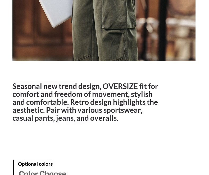 Pantaloni cargo uomo retro ampio dritto gamba larga cotone_voghion.com