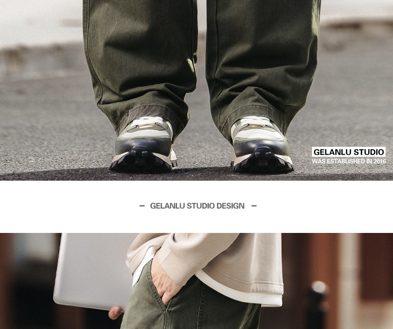 Pantaloni cargo uomo retro ampio dritto gamba larga cotone_voghion.com