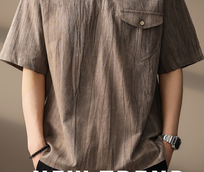Polo de hombre en algodón y lino transpirable estilo retro_voghion.com