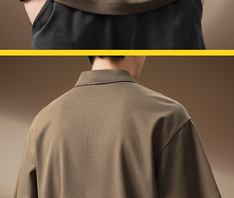Polo homme en lyocell fermeture éclair coupe ample tendance été_voghion.com
