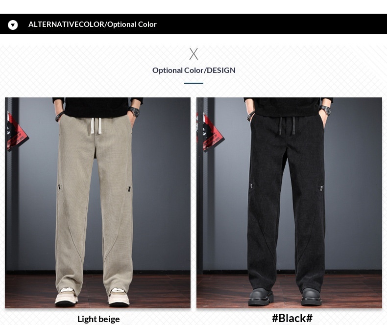 Casual herenbroek van ribfluweel losse pasvorm elastische band_voghion.com