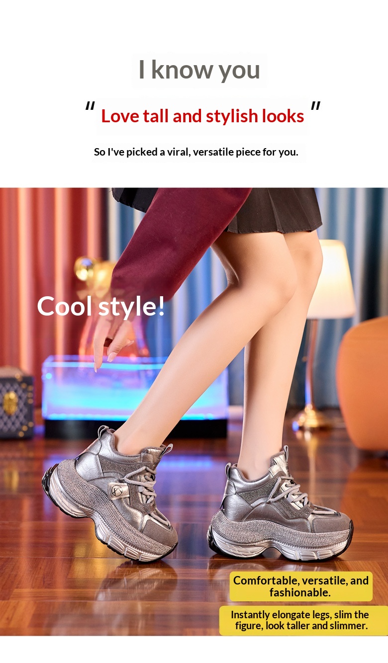 Sneakers dad con strass da donna con suola alta_voghion.com
