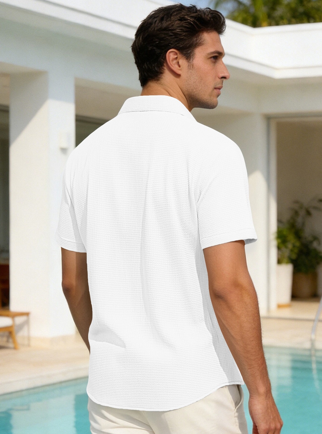 Men's Solid Colour Polo Shirt Smart Casual Short Sleeve Top_voghion.com