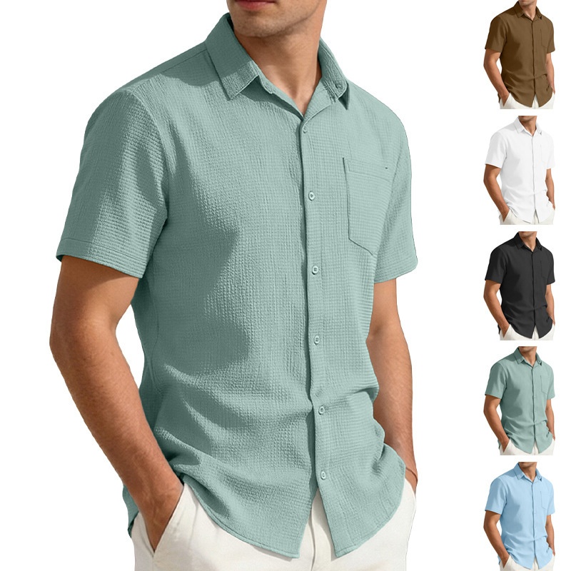 Men's Polo Shirt Solid Colour Short Sleeve Casual Large Size_voghion.com