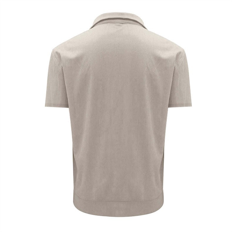 Herren Cord Polo Shirt Strickpullover Mit Stehkragen Für Outdoor_voghion.com