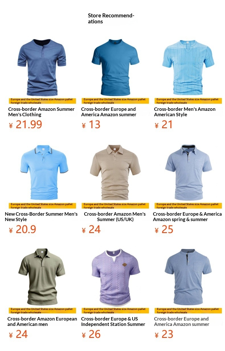 Men's Waffle Knit T-shirt Embroidered Raglan Round Neck Top_voghion.com