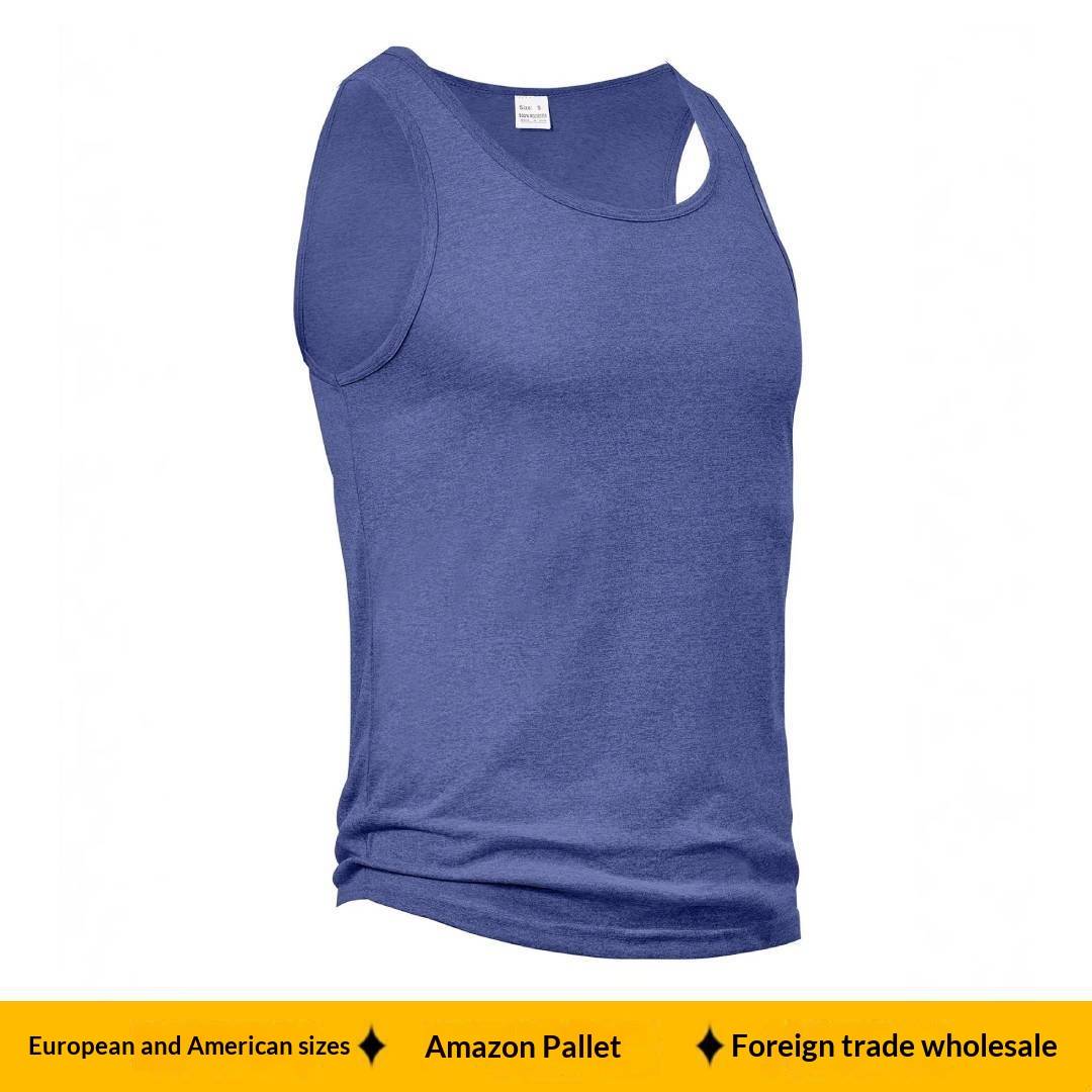 Cross-border European American Summer Men's Solid Color Tank Top For Fitness, Sports, Training, Casual,_voghion.com