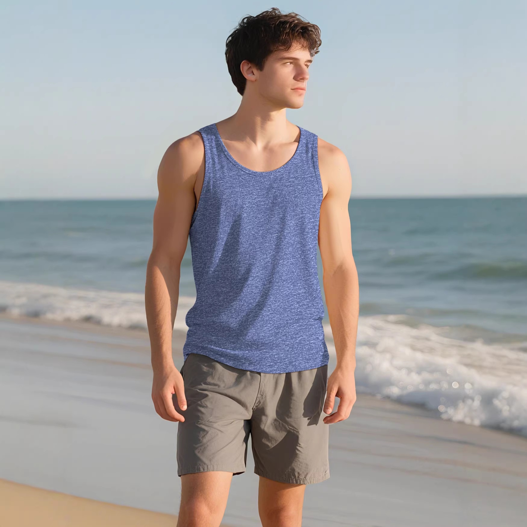 Cross-border European American Summer Men's Solid Color Tank Top For Fitness, Sports, Training, Casual,_voghion.com