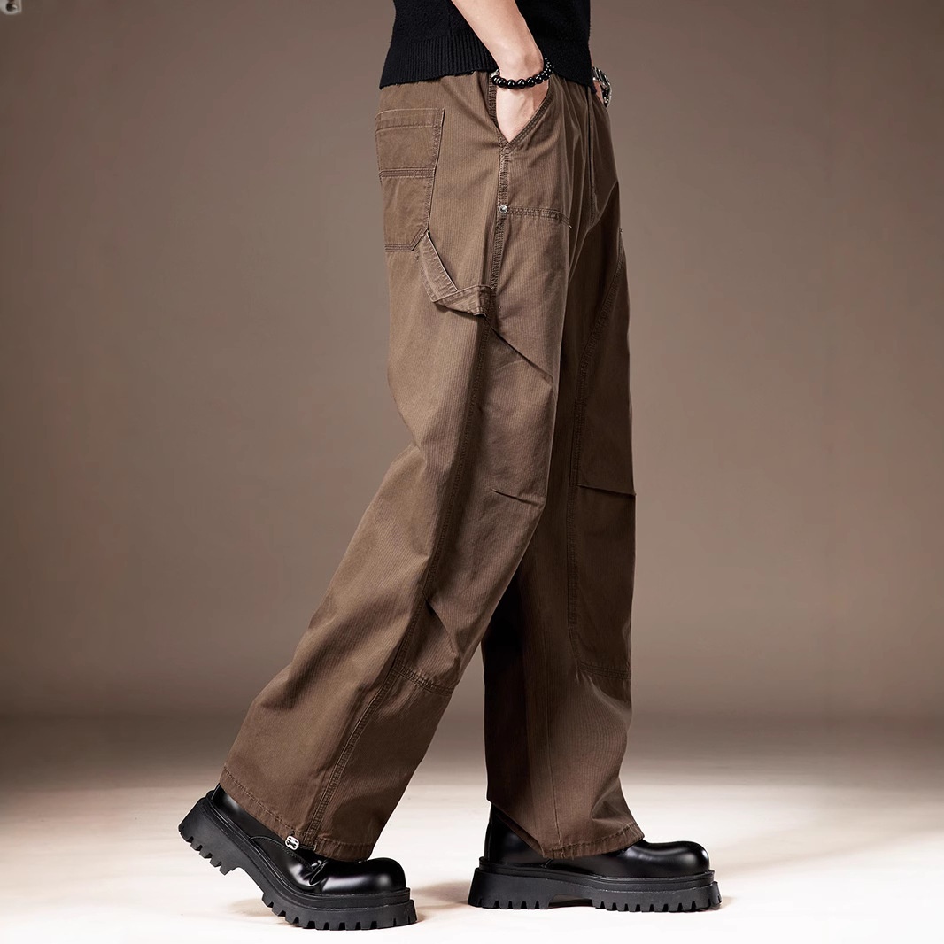 Pantalon cargo américain haut de gamme pour homme, style tendance été, avec plusieurs poches, coupe ample et jambes larges, style décontracté et long._voghion.com