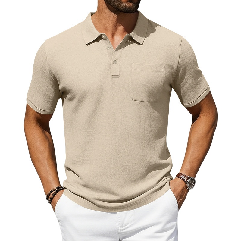 Men's Polo Shirt Solid Colour Breathable Cotton Linen Top_voghion.com