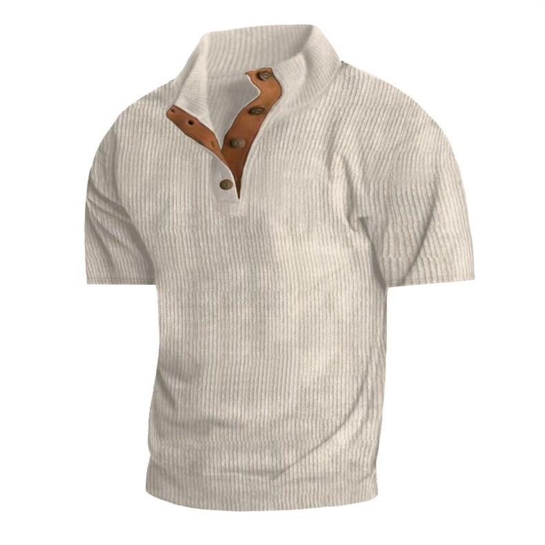 Herren Cord Polo Shirt Strickpullover Mit Stehkragen Für Outdoor_voghion.com