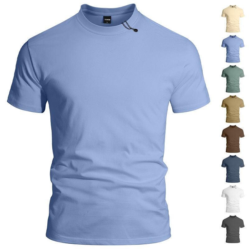 Grenzüberschreitendes europäisches und amerikanisches Sommer-T-Shirt für Herren, schlicht, einfarbig, modisch, lässig, sportlich, Kurzarm_voghion.com