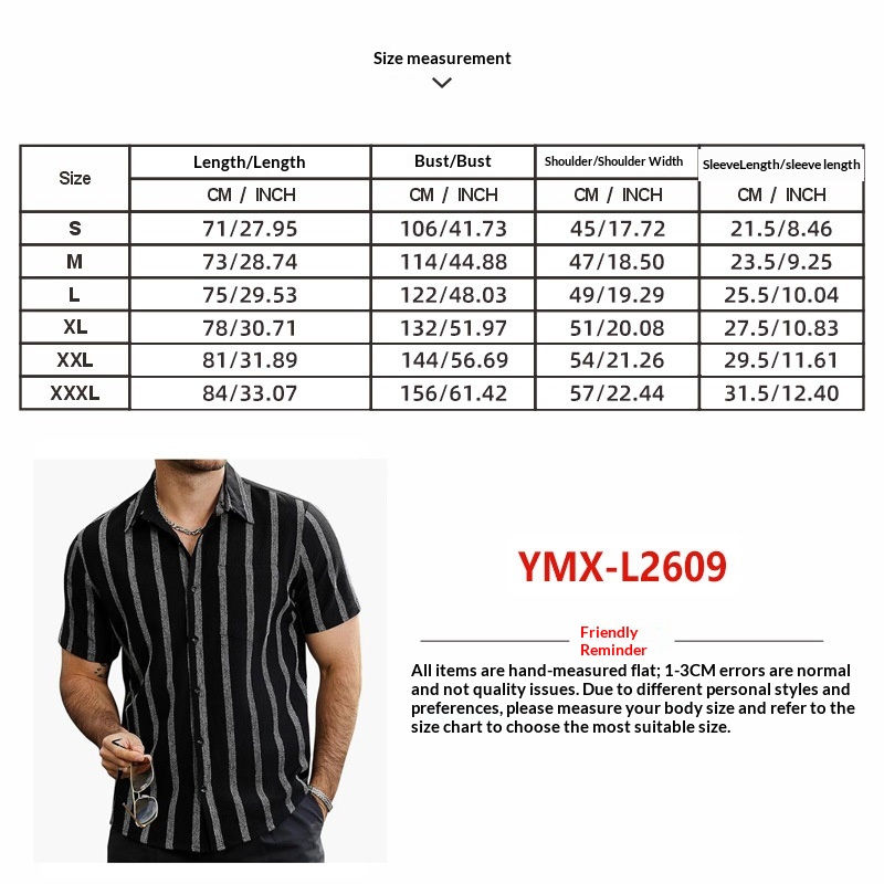 Herren Polohemd Gestreift Locker Geschnittenes Sommerhemd_voghion.com