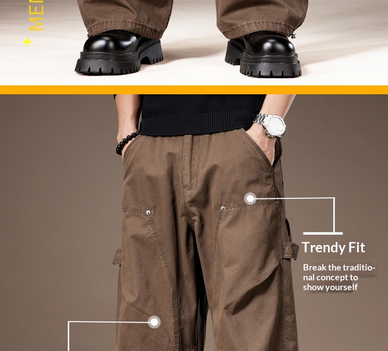 Pantalon cargo homme large multi-poches style décontracté été_voghion.com