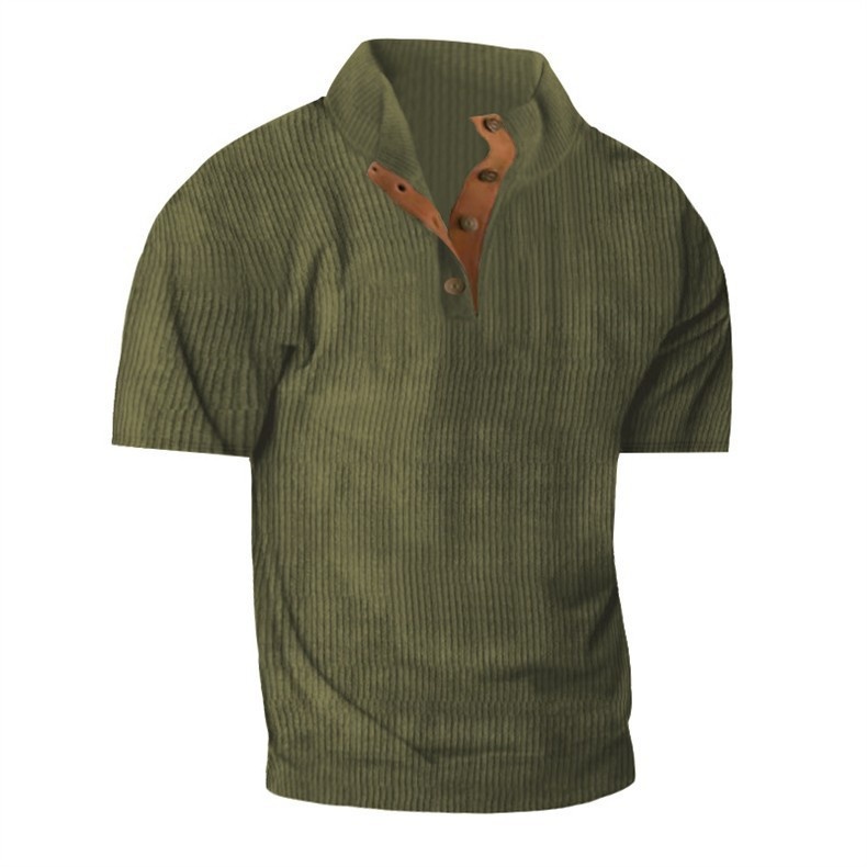 Herren Cord Polo Shirt Strickpullover Mit Stehkragen Für Outdoor_voghion.com