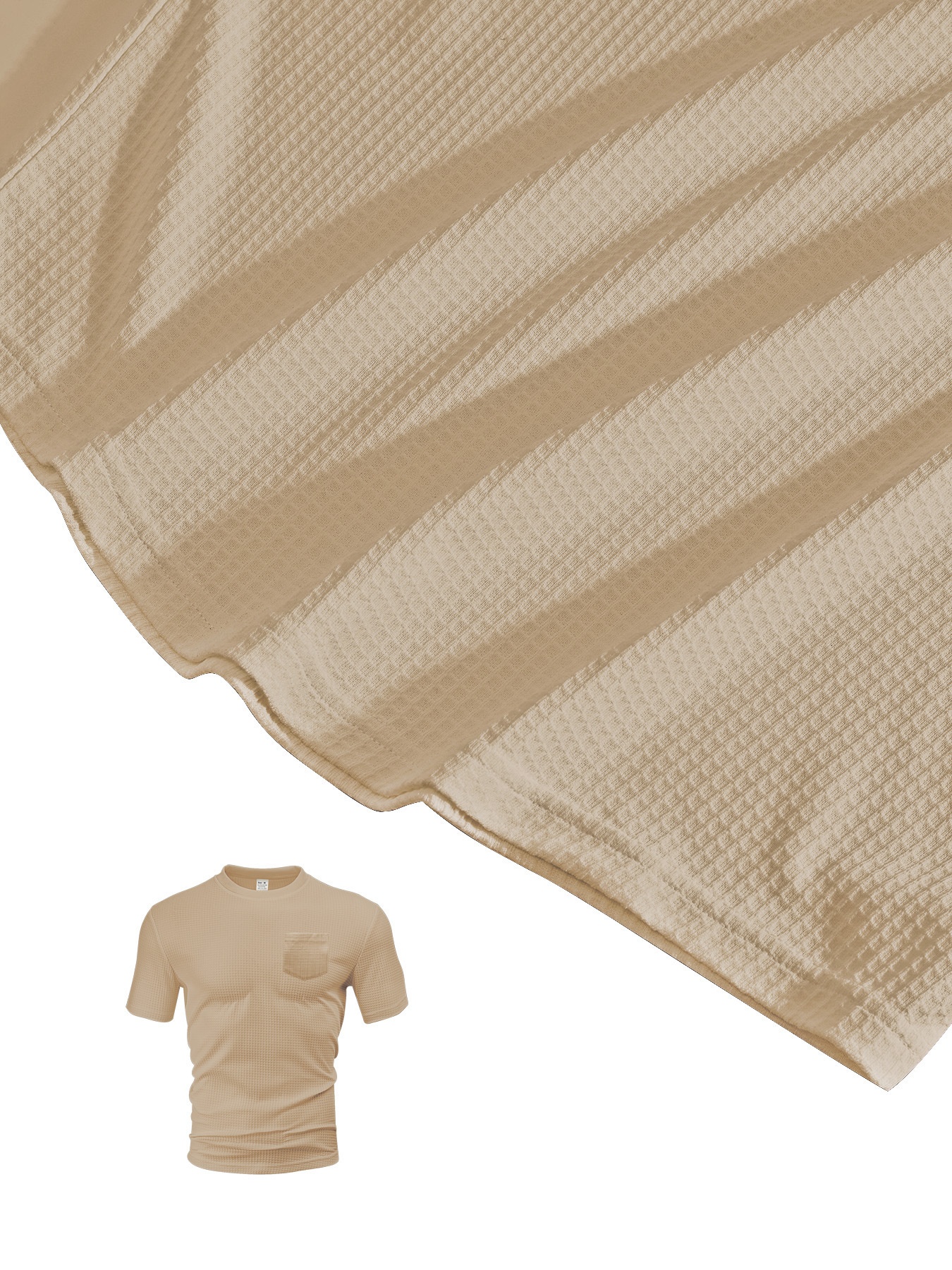 Herren Waffelstrick T-shirt Kurzarm Rundhals Sommer Oberteil_voghion.com