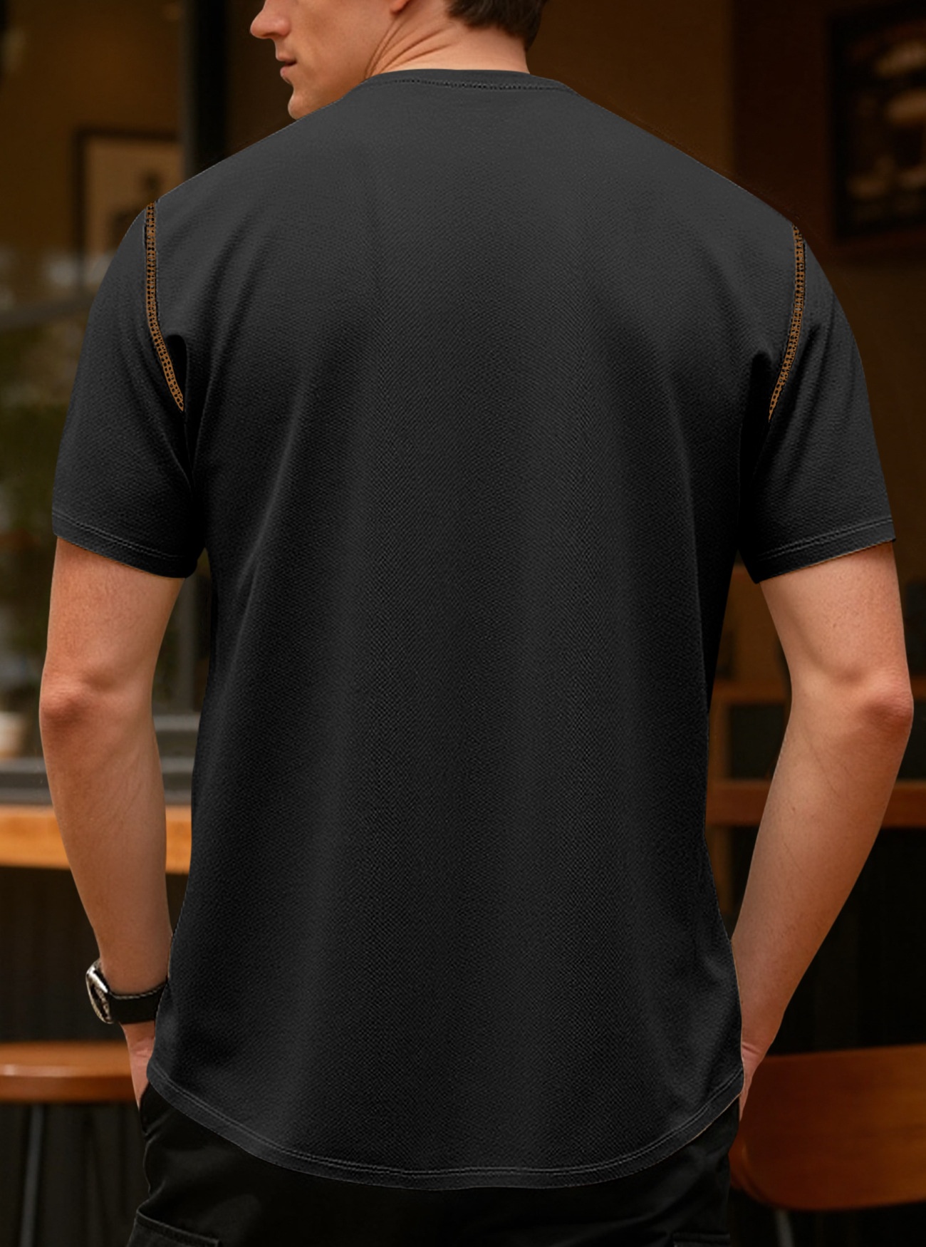 Men's Polo Shirt Vintage Solid Colour Casual Loose Button Front_voghion.com