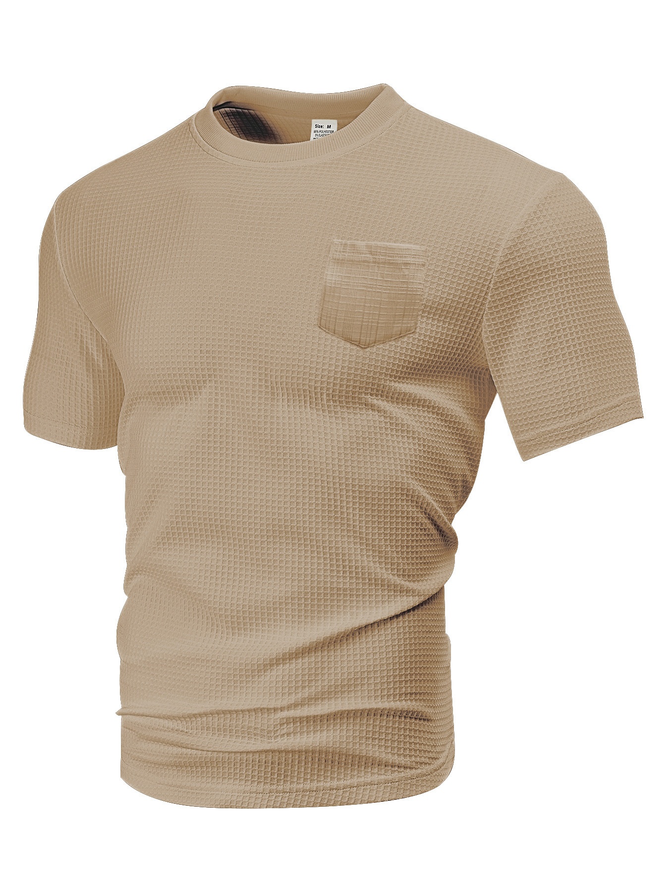 Herren Waffelstrick T-shirt Kurzarm Rundhals Sommer Oberteil_voghion.com