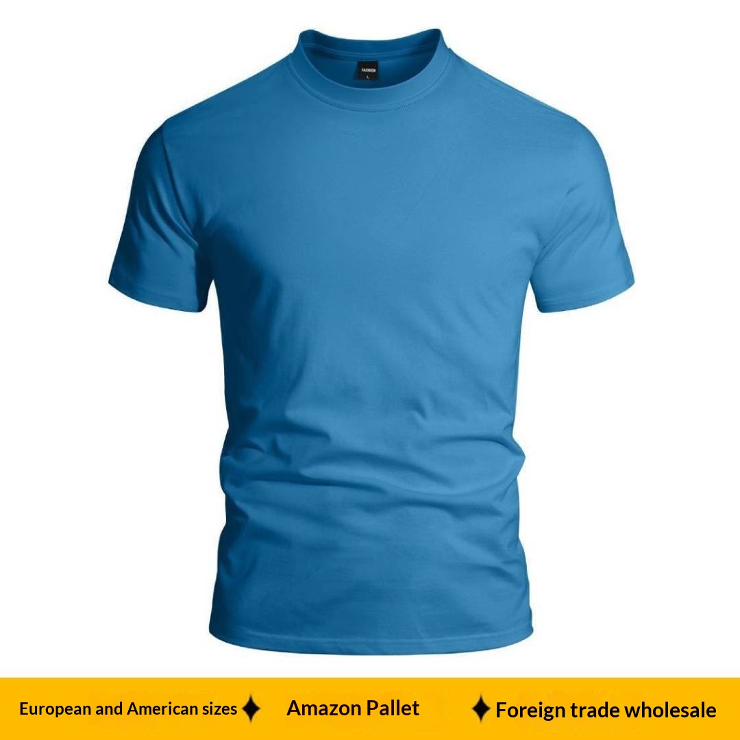 Grenzüberschreitendes europäisches und amerikanisches Sommer-T-Shirt für Herren, schlicht, einfarbig, modisch, lässig, sportlich, Kurzarm_voghion.com