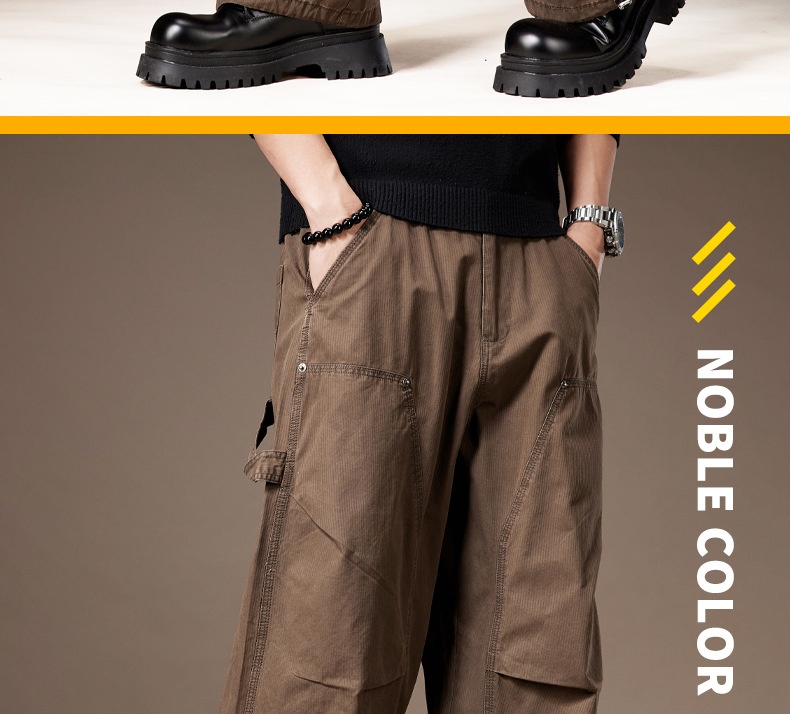Pantalon cargo homme large multi-poches style décontracté été_voghion.com