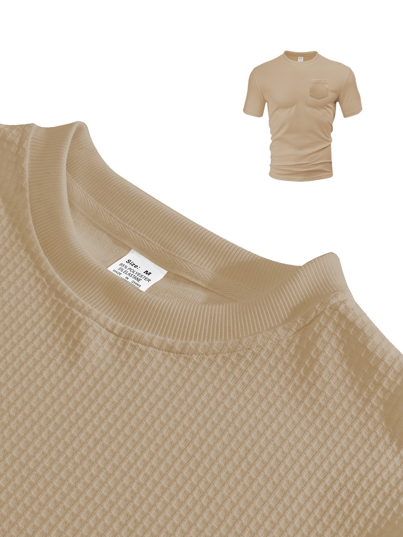 Herren Waffelstrick T-shirt Kurzarm Rundhals Sommer Oberteil_voghion.com