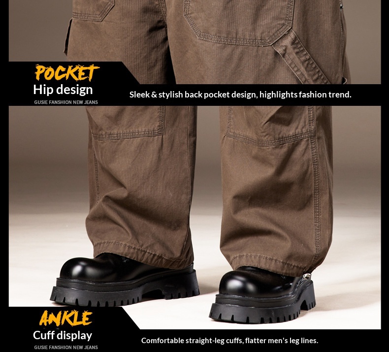 Pantalon cargo homme large multi-poches style décontracté été_voghion.com